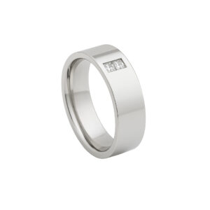 Aliança Basic Oui em Aço Polido com Duas Zircônias 5mm