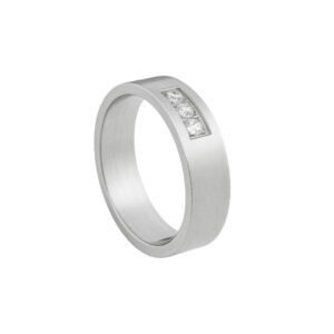 Aliança Basic Oui Aço Escovado com Três Zircônias 5mm