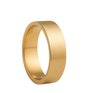 Aliança Basic Oui em aço escovado dourado, largura de 5 mm.